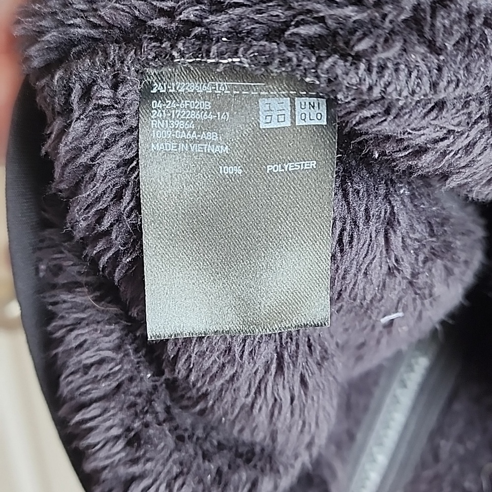 Uniqlo Black Sherpa Fleece Zip-Up Jacket Cozy Teddy Full Zip Coat XL - Picture 5 of 5